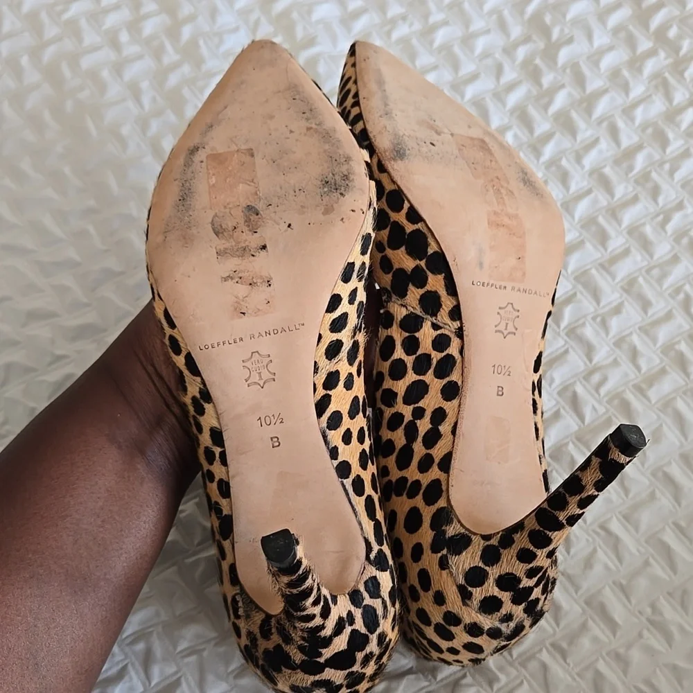 Loeffler Randall Pari Cheetah Print Real Fur Stiletto High Heel Pumps Mobwife